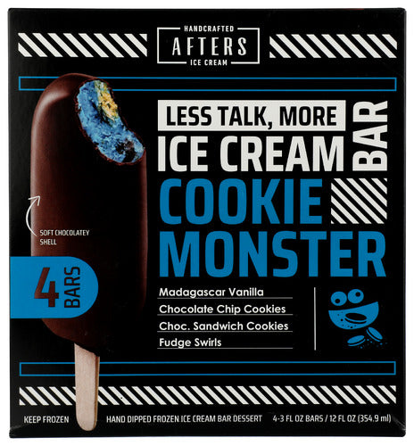 AFTERS ICE CREAM BARS COOKIE MONSTR 4PK - 12 OZ
