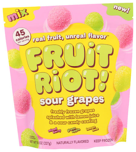FRUIT RIOT CANDY SOUR MIXED GRAPES - 8 OZ
