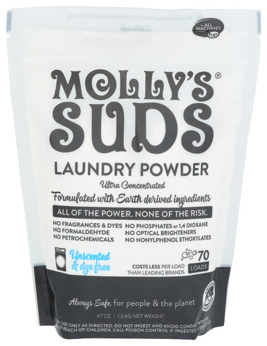 MOLLYS SUDS POWDER LNDRY UNSC 70LDS - 47 OZ