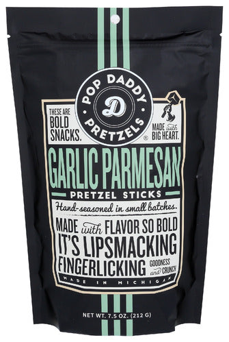 POP DADDY POPCORN & PRETZ PRETZEL GARLIC PARMESAN - 7.5 OZ