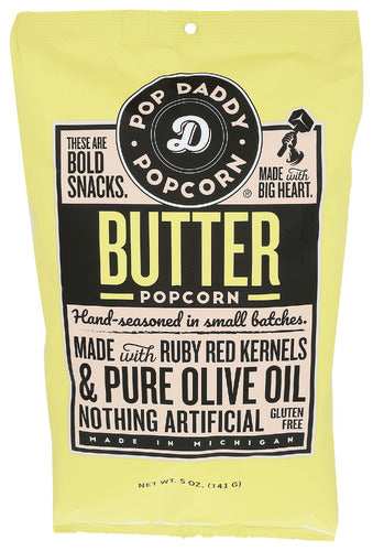 POP DADDY POPCORN & PRETZ POPCORN NATURAL BUTTER - 5 OZ