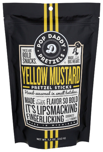 POP DADDY POPCORN & PRETZ PRETZELS YELLOW MUSTARD - 7.5 OZ