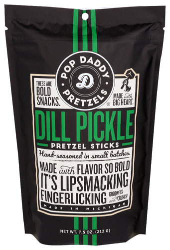 POP DADDY POPCORN & PRETZ PRETZELS PICKLE DILL - 7.5 OZ
