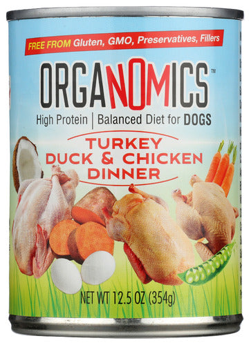 Organomics Food Dog Trky Duck Chkn, 12.5 OZ.