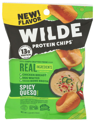 WILDE SNACKS CHIPS PROTEIN SPICY QUESO - 1.34 OZ