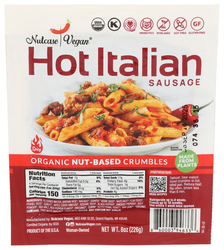 Nutcase Vegan Sausage Hot Ital Crmb Vg, 8 OZ.