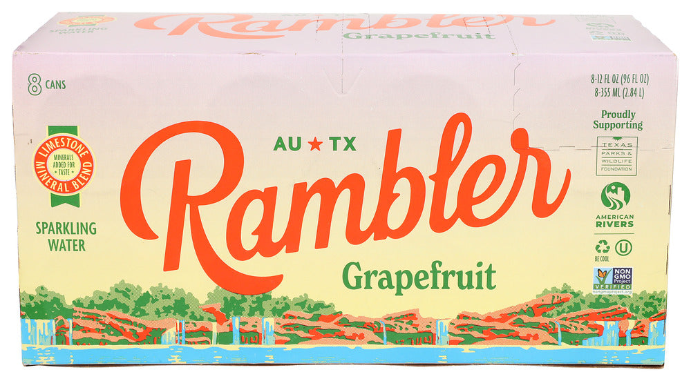 Rambler Water Sprk Grapefruit 8Pk, 96 FO.