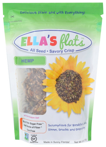 ELLAS FLATS CRACKERS HEMP - 4.8 OZ