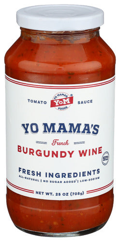YO MAMAS FOODS SAUCE TOMATO BURGNDY WINE - 25 OZ