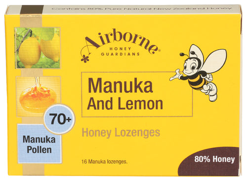 Airborne Honey
Lozenges Manuka 70 Lemon, 1.58 OZ.