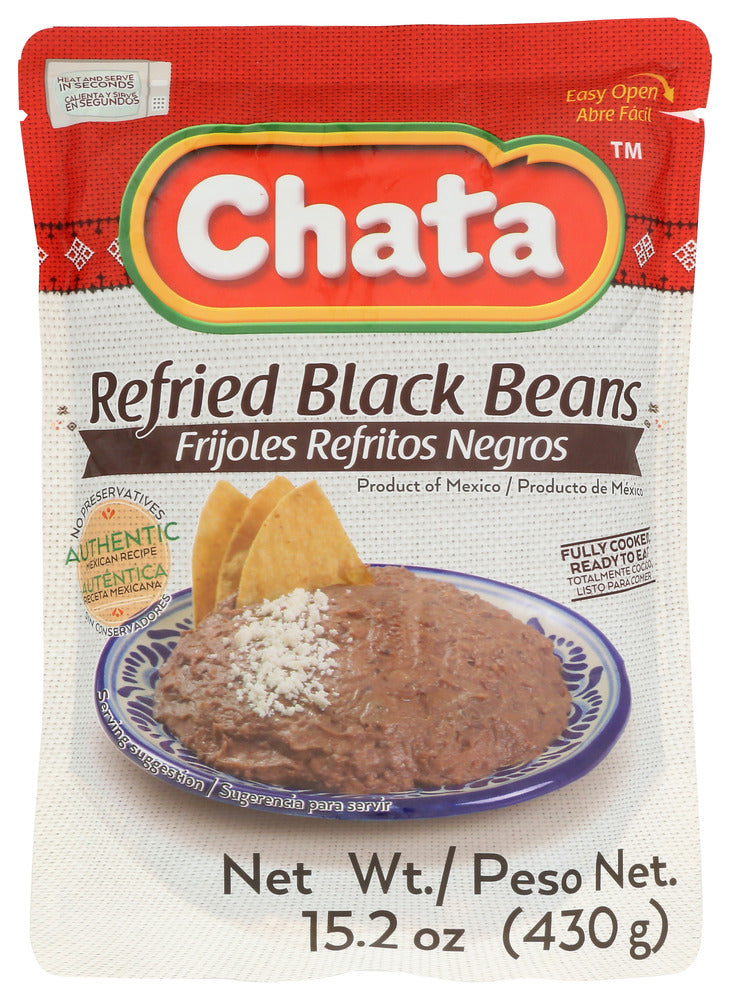 Chata
Beans Blck Refried Pouch, 15.2 OZ.