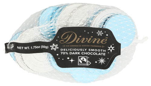 DIVINE CHOCOLATE CHOC COIN DRK BLUE SLVR - 1.75 OZ