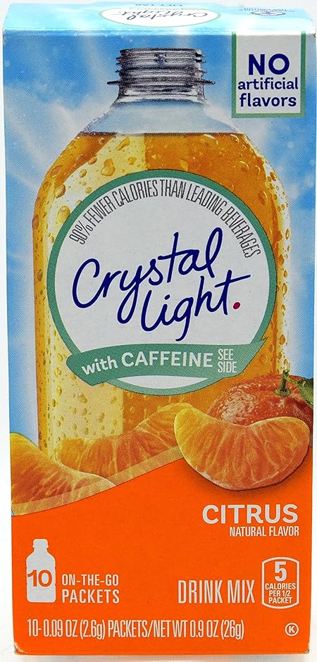 Crystal Light On The Go Citrus With Caffeine Drink Mix, 10-Packet Box (Pack of 25)