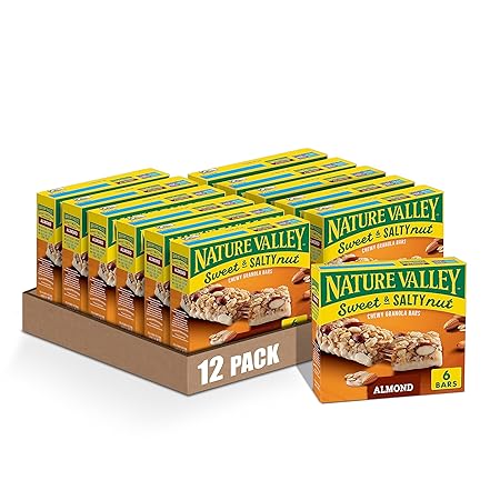 Nature Valley Sweet and Salty Nut Granola Bars, Almond, 6 Bars, 7.2 oz (Pack of 12)