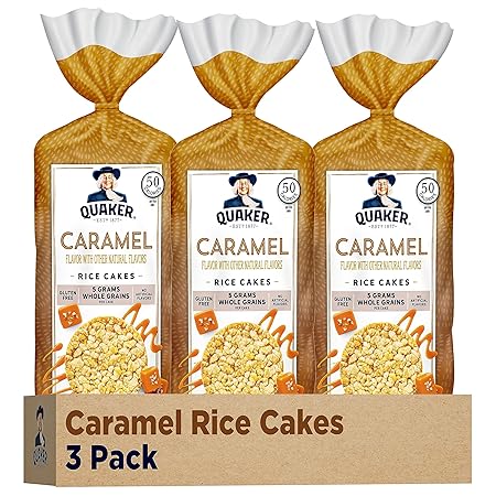 Quaker Large Rice Cakes, Caramel, Pack of 3