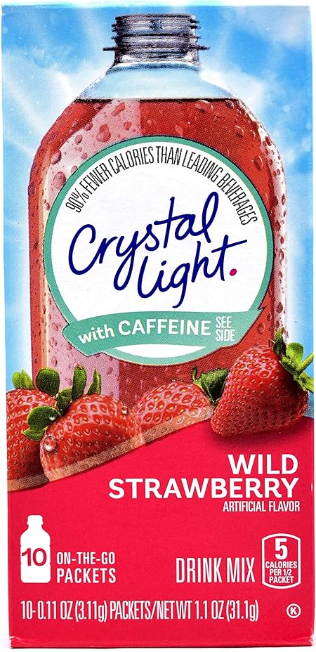 Crystal Light On The Go Wild Strawberry With Caffeine Drink Mix, 10-Packet Box (Pack of 20)