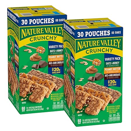Nature Valley Crunchy Granola Bars, Value Pack, 120 Bars, 89.4 OZ Count (60 Pouches)