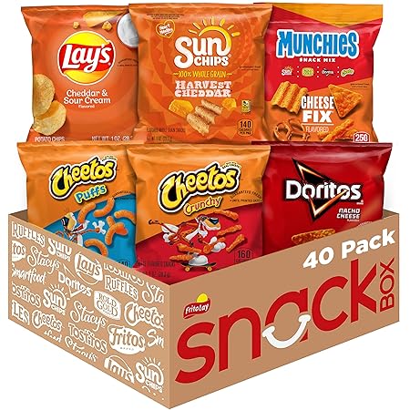 Frito-Lay Cheesy Mix 6 Flavor Variety Pack, Single Serve Bags (40 Pack), Doritos, Cheetos, Lay's, Munchies, SunChips