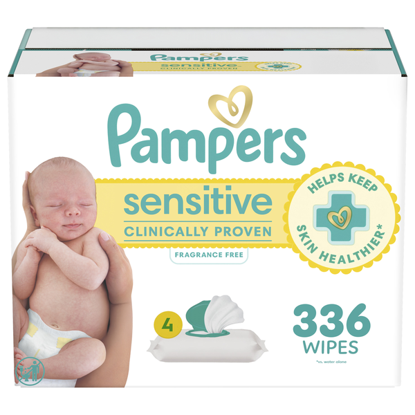 Pampers Baby Wipes Sensitive Perfume Free 4X Pop-Top Packs