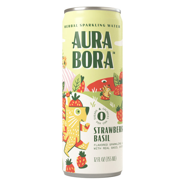 Aura Bora Basil Berry, Herbal Sparkling Water