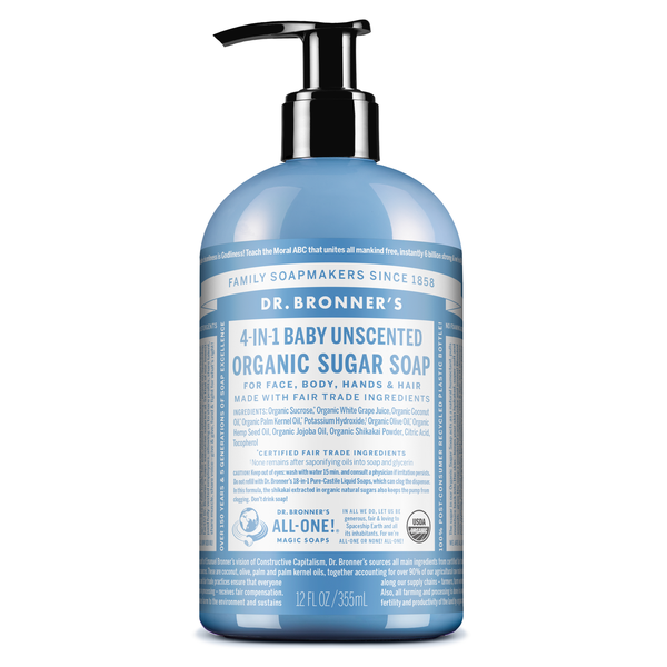 Dr. Bronner's Unscented Baby, Organic Sugar Soap
