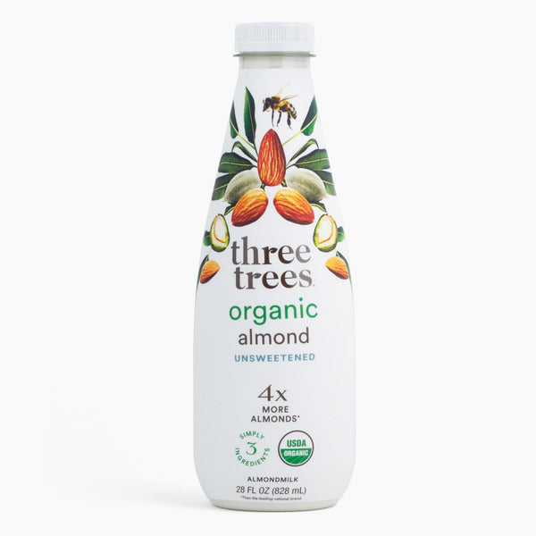 Three Trees Almond Milk, 10.5g Protein per Bottle, 4x More Almonds