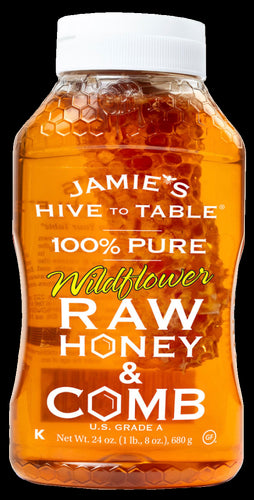 HIVE TO TABLE HONEY FARMS HONEY JAMIES WFLWR W COMB - 24 OZ