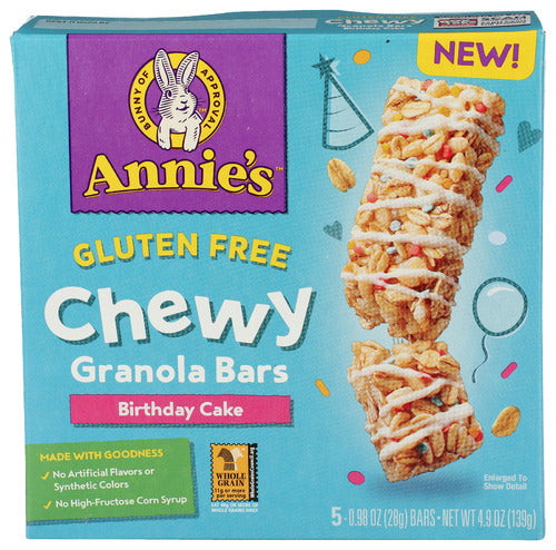 Annies Homegrown 
Bar Granola Bday Cake, 4.9 OZ.
