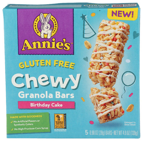 Annies Homegrown 
Bar Granola Bday Cake, 4.9 OZ.