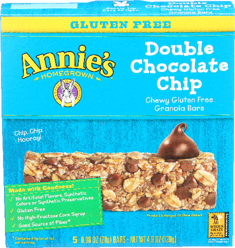 Annies Homegrown 
Bar Grnla Dbl Choc Chi, 4.9 OZ.