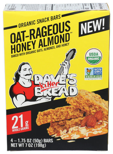 Daves Killer Bread 
Bar 4Mp Oat Honey Almond W, 7 OZ.