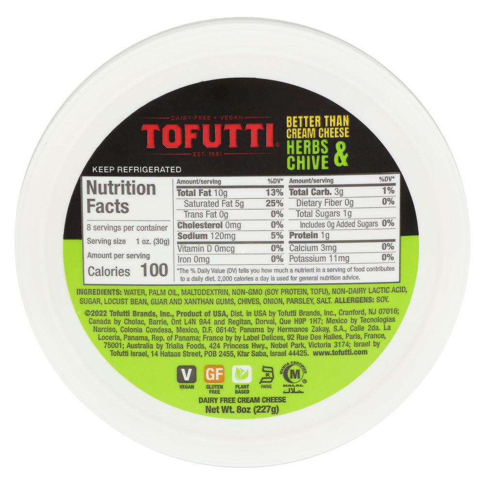 TOFUTTI BTR THN CRM CHSE HRB CHV DF - 8 OZ