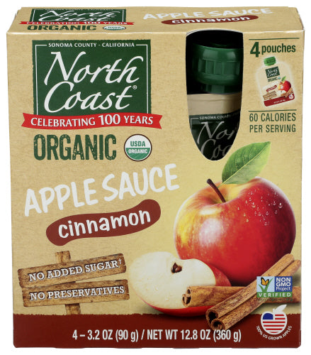 NORTH COAST APLESAUC CNN 4PK PCH ORG - 12.8 OZ