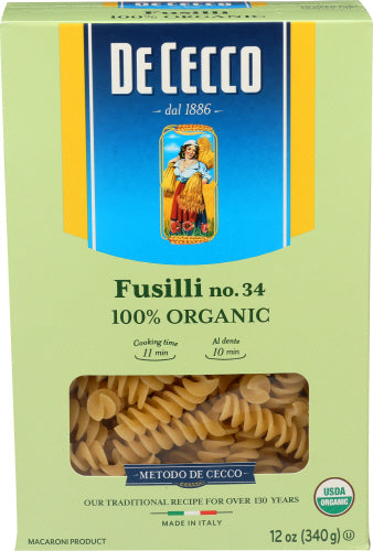 DE CECCO PASTA FUSILLI ORG - 12 OZ