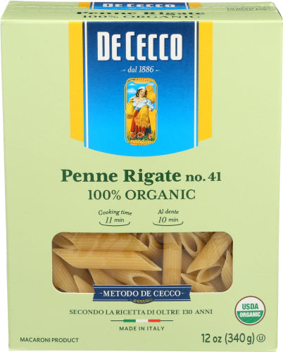DE CECCO PASTA PENNE RIGATE ORG - 12 OZ