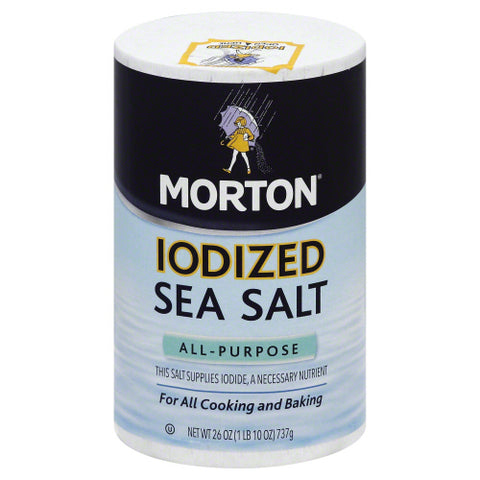 Mortons 
Sea Salt Iodize Al Prpse, 26 OZ.