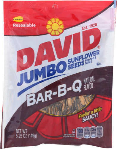 David 
Sunflwr Seeds Bbq, 5.25 OZ.