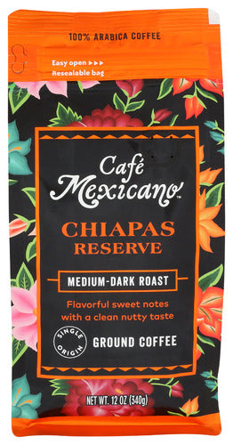 Cafe Mexicano 
Coffee Grnd Chiaps Medrk, 12 OZ.