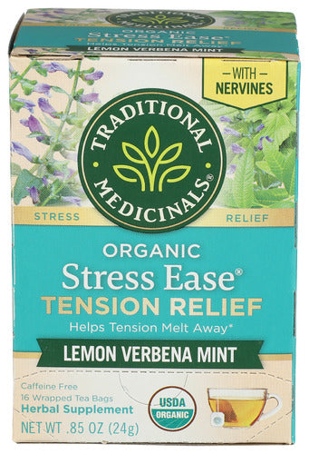 TRADITIONAL MEDICINALS TEA STRESS EASE LM VR MT - 16 BG