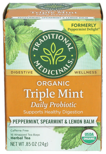 TRADITIONAL MEDICINALS TEA TRPLE MINT PROBIOTIC - 16 BG