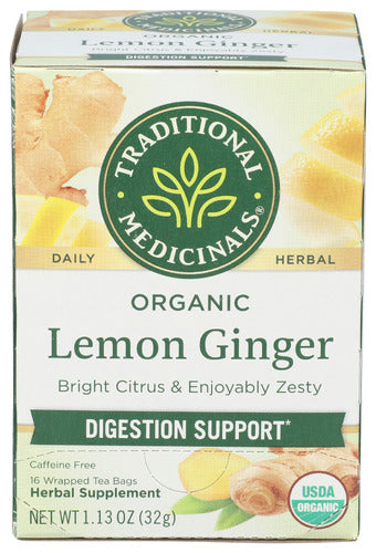 TRADITIONAL MEDICINALS TEA LEMON GINGER ORG - 16 BG