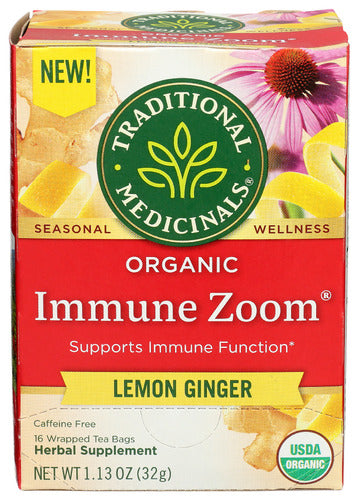 TRADITIONAL MEDICINALS TEA IMMUNE ZOOM LEMON GIN - 16 BG