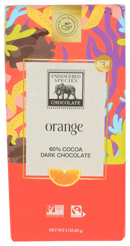 ENDANGERED SPECIES BAR CHOC DRK ORANGE - 3 OZ