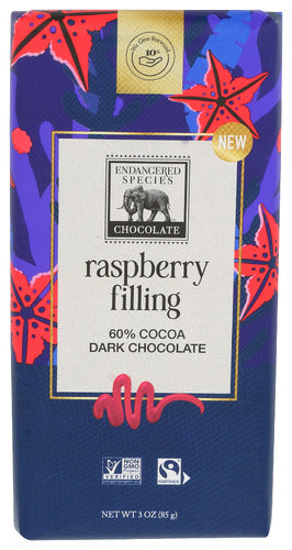 ENDANGERED SPECIES BAR CHOC RASPBERRY - 3 OZ