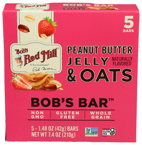 Bobs Red Mill 
Bar Oat Pb Jelly 5Pk, 7.4 OZ.