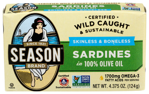 SEASONS SARDINE CLUB SKNL & BNLS OIL - 4.375 OZ