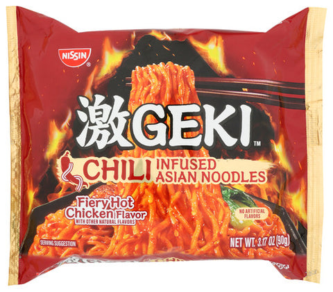 NISSIN NOODLES GEKI FRY HOT CKN - 3.17 OZ