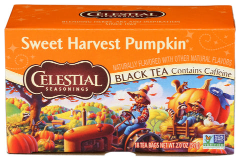 Celestial Seasonings 
Tea Blk Sw Hrvt Pmpk Hol, 18 BG.