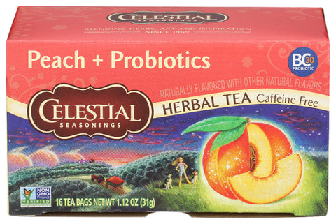 Celestial Seasonings 
Tea Country Peach + Probiotics, 16 BG.