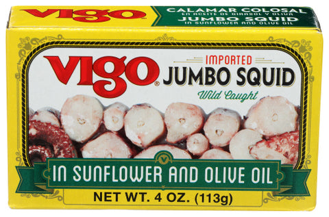 VIGO JUMBO SQUID IN OIL - 4 OZ